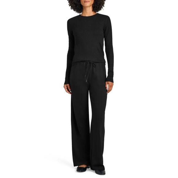Splendid Women Black Shimmer Knit Viscose Isabella Slim Long Sleeve Tee Size S - Picture 5 of 5